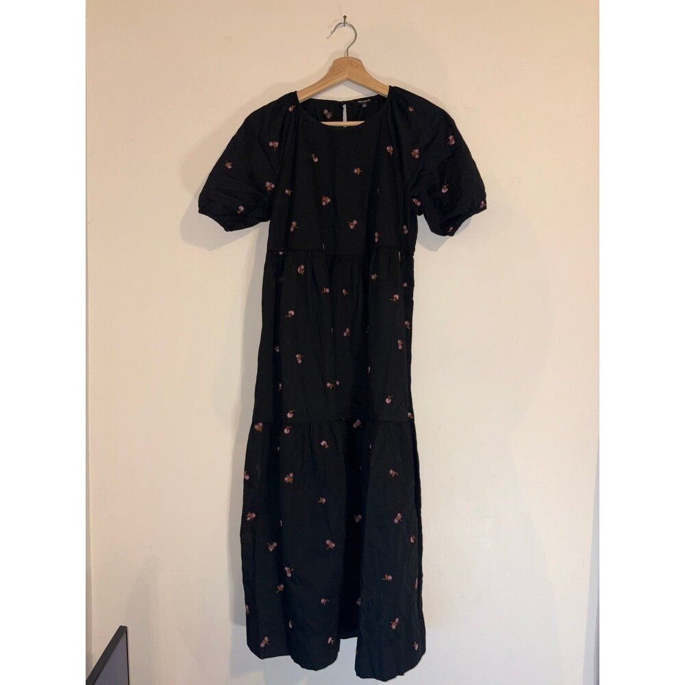 Madewell Short-Sleeve Cattail Tiered Dress in Amie Floral - Size Medium